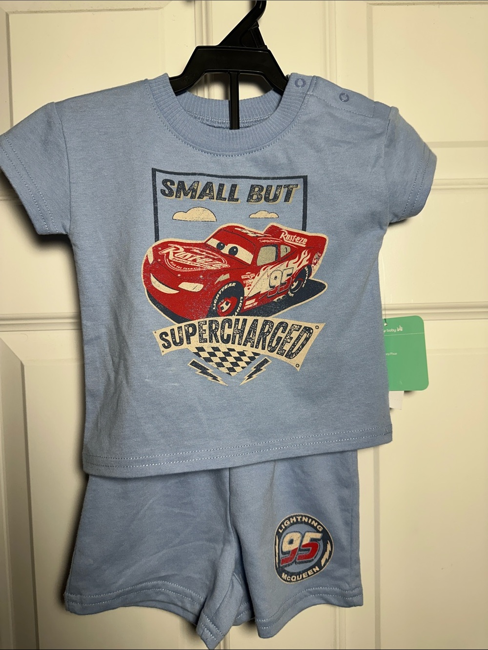 NWTS Lightning McQueen Blue Baby Outfit Small But Supercharged' Sz 3-6 mos. ⚡️